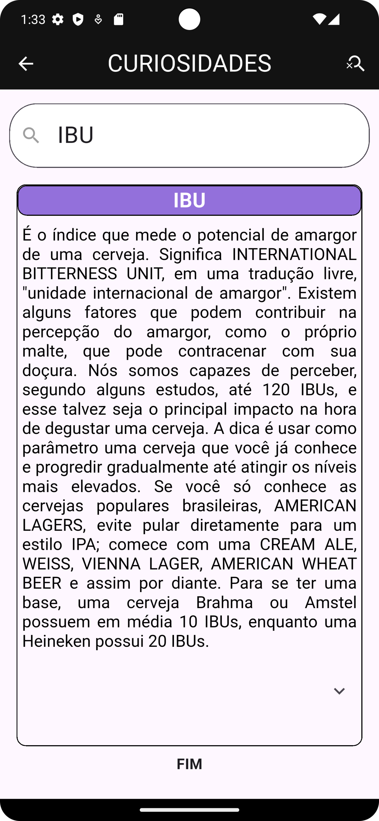 Tela do aplicativo Beer Sommelier 7